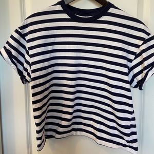 Navy Striped Crop Top-EUC